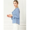 thumbnail image 4 of Blusa campesina vintage Allegra K Bebe azul L con volantes, 4 of 6