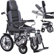 NOMIGO Electric Wheelchair for Adults Folding Portable All Terrain Electric Wheelchair for Home Airline Approved Easy to Transport Battery 20AH 500W Silver