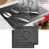 2 Pack Kitchen Sink Mat, 12" x 10" Dish Drying Mat, Rectangular Sink Protector Mats for Bottom of Kitchen Sink, Fast Draining Sink Mats Grid, Black