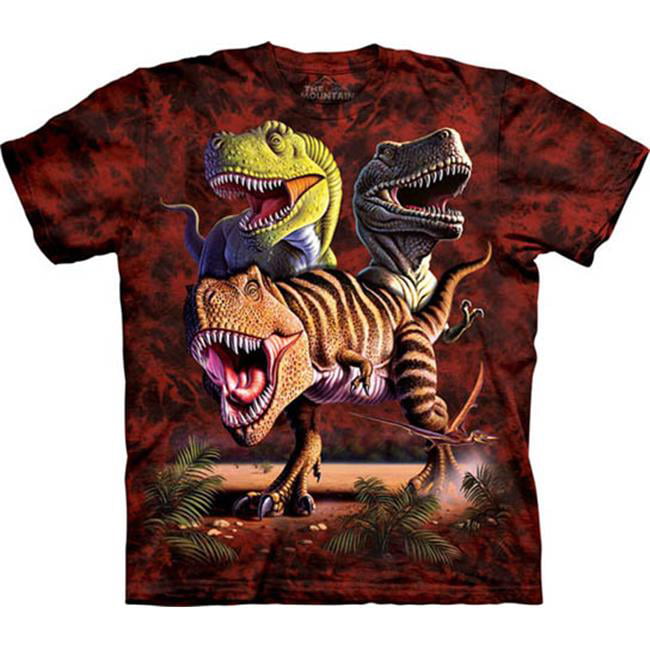 Dinosaurs Big Face Sizes S-XL NEW Striped Rex Kids T-Shirt by The Mountain 