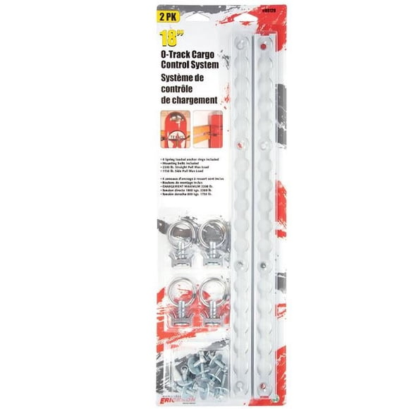 Erickson Manufacturing ERI09129 18 in. Aluminum O-Track Kit with Pack of 2 Tracks & Pack of 4 Rings