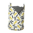 thumbnail image 1 of Feather Laundry Bag, Bohemian Exotic Plumage with Watercolor Spots Pastel Print, Hamper Basket with Handles Drawstring Closure for Laundromats, 13" x 19", Grey Yellow, by Ambesonne, 1 of 4
