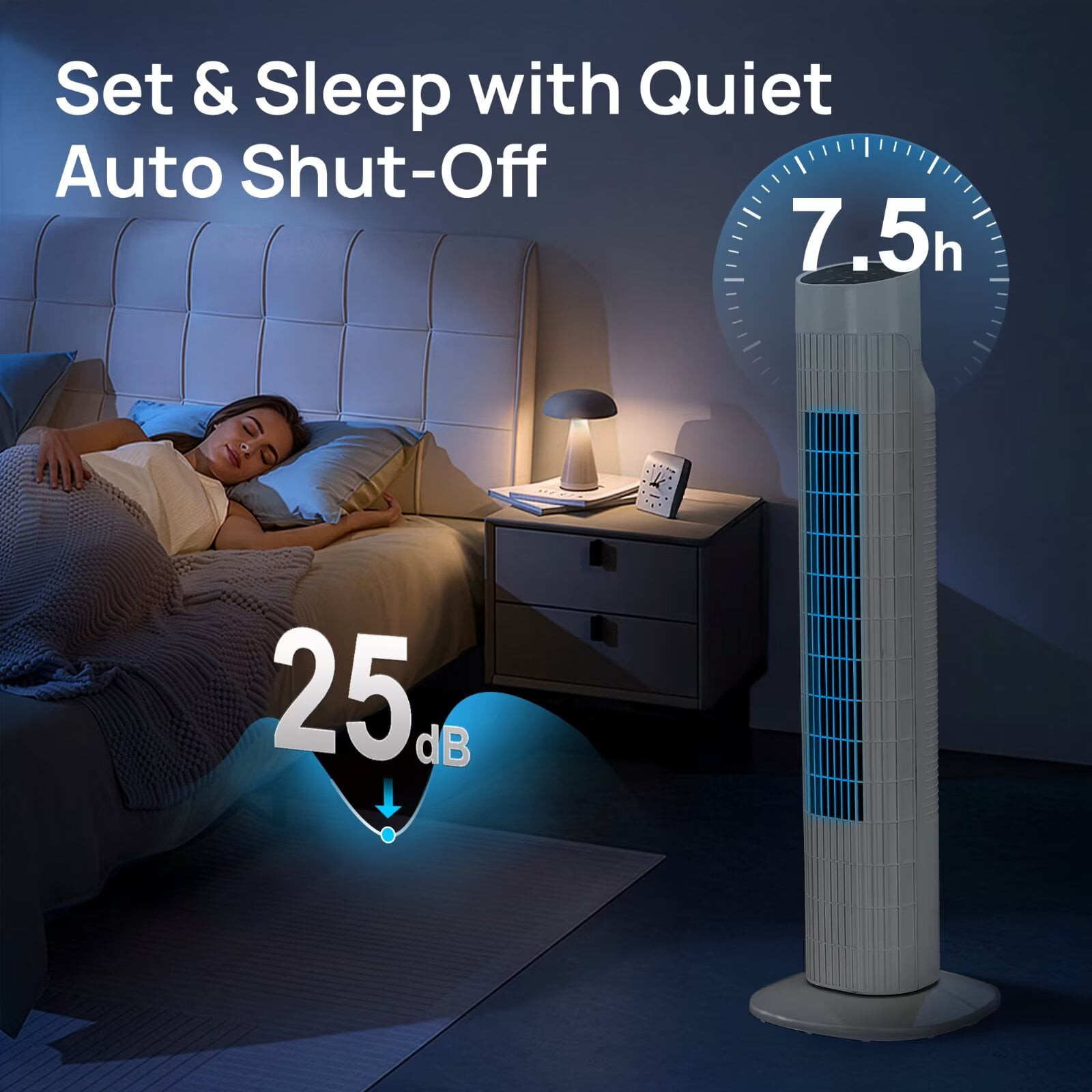 Tower Fan for Bedroom, 31" Oscillating Electric Fan with Remote, 3 Modes, Quiet Fan for Home, Office(Gray)