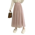 thumbnail image 1 of Diconna Women Sequin Glitter Layered Tulle Maxi Skirt A-Line Party Skirt Dress, 1 of 5