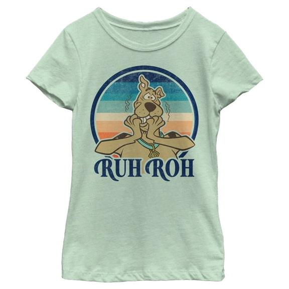 Girl's Scooby Doo Ruh Roh Retro Circle  Graphic Tee Mint X Small