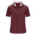 thumbnail image 2 of Mens Shirts Summer Clearance Men Fashion Casual Buttons Solid Turndown Patchwork Short Sleeve Shirt Blouse, 2 of 6