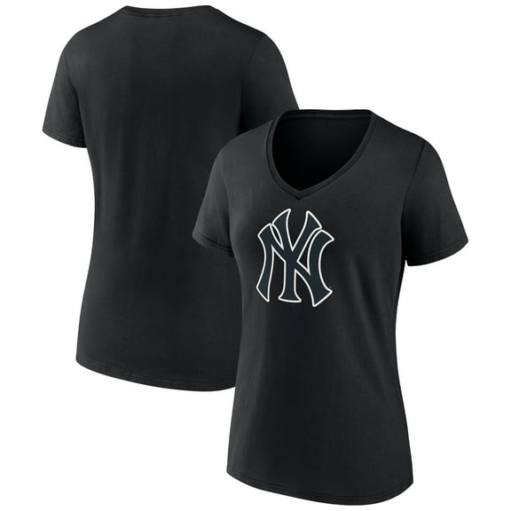 Women's Black New York Yankees Rough Diamond V-Neck T-Shirt