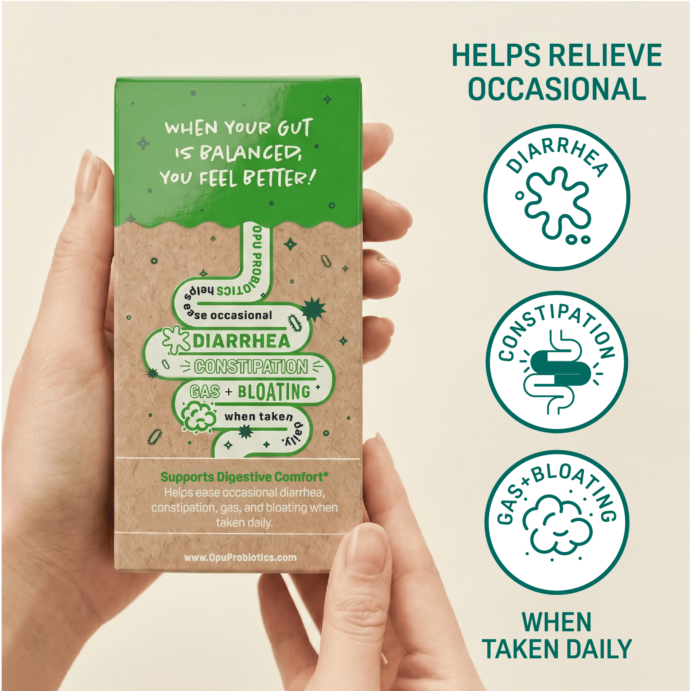 Opu Probiotics Mint Flavor Daily Probiotic Powder, Pour-On-Tongue