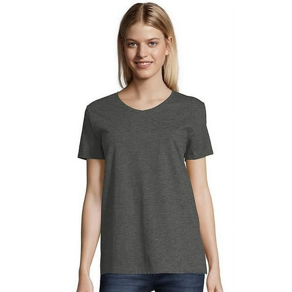 Hanes Women's Relaxed Fit Authentic Essentials Short Sleeve V-neck T-Shirt Sizes S-3XL