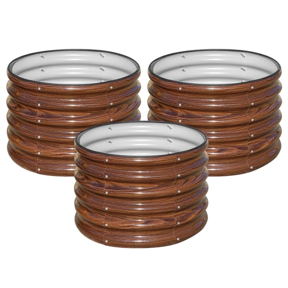 SnugNiture Raised Garden Bed Outdoor, 3-Pack 2x2x1.5 ft Galvanized Steel Garden Boxes for Vegetables, Herbs, Flowers, Brown