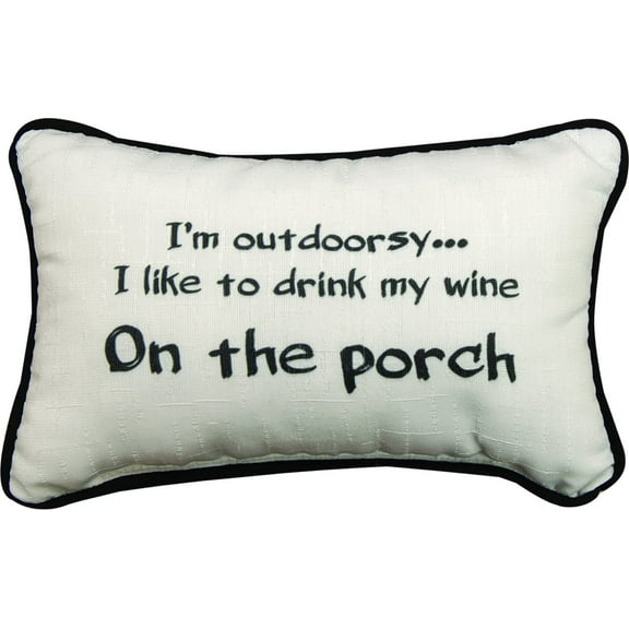 Manual Woodworkers Outdoorsy Drink Wine on Porch 12.5 x 8.5 Inch Woven Decorative Throw Pillow