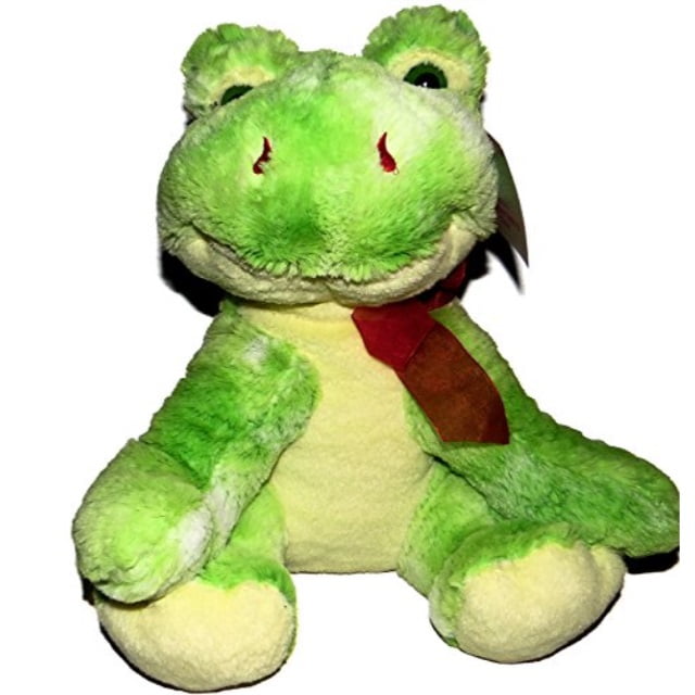 green stuffed frog toy