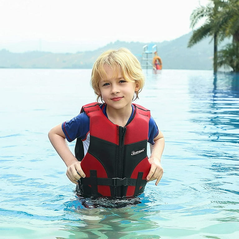 OldPAPA Children Float Life Jacket - Neoprene Flotation Swimwear Vest Kids Begin to Swim Floating Boys Girls Swimsuit, Size: Small (2-3 year), Red