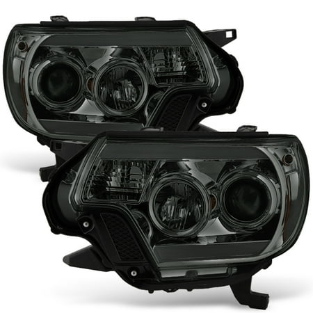 - Fits 12-15 Toyota Tacoma Pickup Truck Smoked LED DRL Tube Projector Headlight