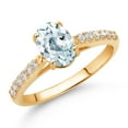 thumbnail image 2 of Gem Stone King 10K Yellow Gold Sky Blue Aquamarine and White Lab Grown Diamond Engagement Ring for Women (1.38 Cttw, Oval 8X6MM, Gemstone March Birthstone, Size 7), 2 of 4