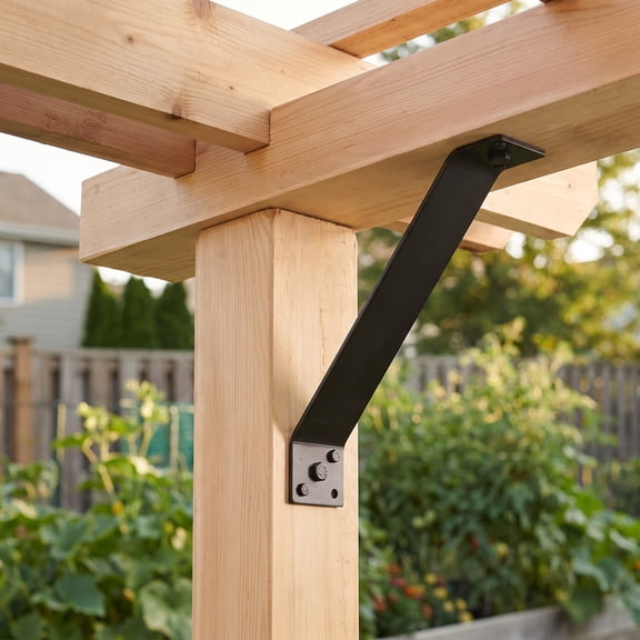 FOMIYES 4- Degree Heavy Duty Black Support Brackets for Outdoor Pergola and Deck Angle Braces