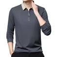 thumbnail image 5 of FINALGANG Mens Contrast Collar Long Sleeve Polo Shirt With Button Placket Slim Fit Soft Breathable For Fathers Day Gift Daily Wear Everyday Activities Leisure Top, 5 of 5