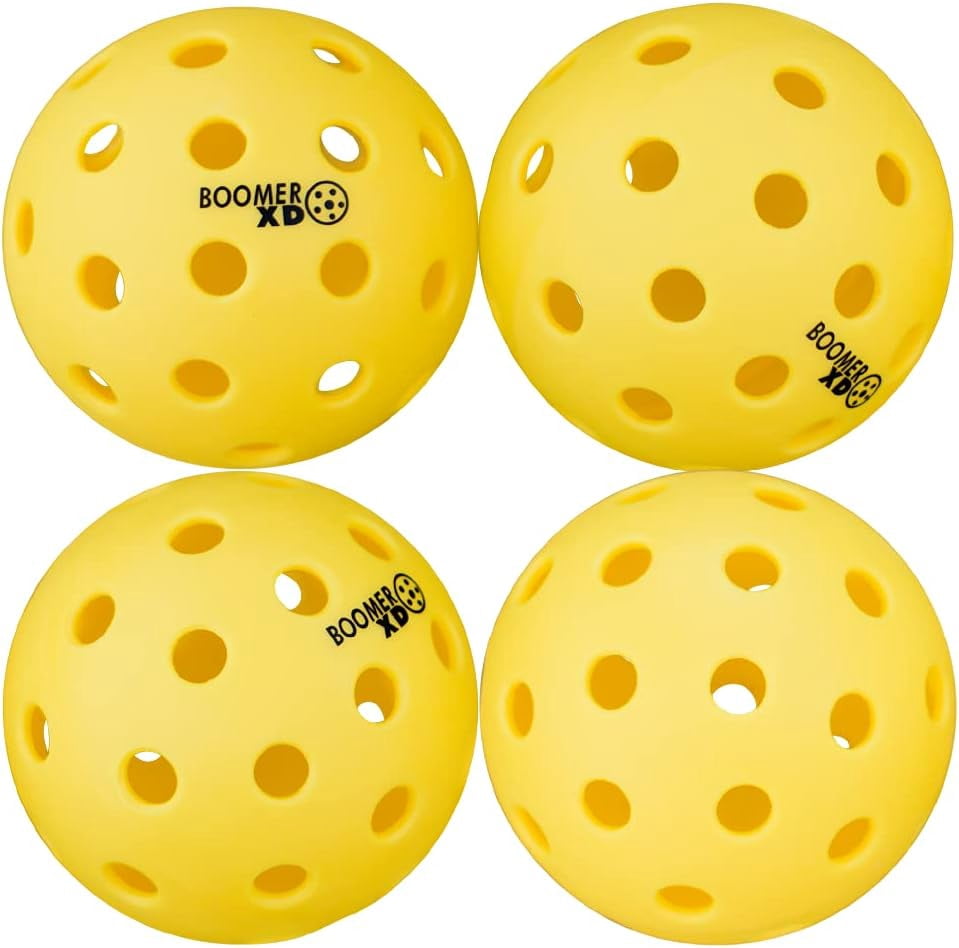Boomer Baseline Pickleball Paddle Set with 2 Graphite Paddles and 4 Balls, Polymer Honeycomb Core, Cushion Grip