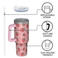 thumbnail image 4 of OBREWU Pink Strawberry Plants Fruit Tumbler with Handle and Lid,Pink Strawberry Plants Fruit 40oz Double Wall Vacuum Insulated Tumbler,Cups Gift for Women and Men, 4 of 7