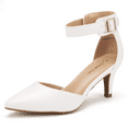 thumbnail image 1 of Dream Pairs Women's Ankle Strap Pump Dress Shoes Fashion Low Heel Pointed Toe Pump Shoes LOWPOINTED WHITE/PU Size 6, 1 of 5