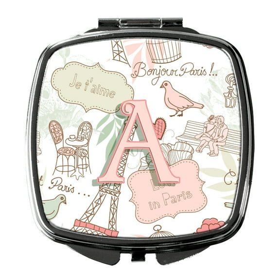 Carolines Treasures CJ2002-SCM-Parent Letter Love in Paris Pink Compact Mirror CJ2002  multicolor