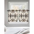 thumbnail image 5 of Boho Black Brown Tier Curtains 36 Inch Length,Sheer Curtains for Bedroom Living Room Window Geometric Southwestern Ethnic Retro Rod Pocket Drapes Kitchen Curtains Small Half Window 27.5"x36" 2 Panels, 5 of 6