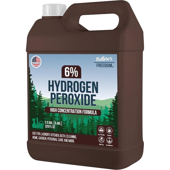 Nature's Freedom 6% Hydrogen Peroxide Concentrate, Food Grade Household Cleaner, 2.5 Gallons