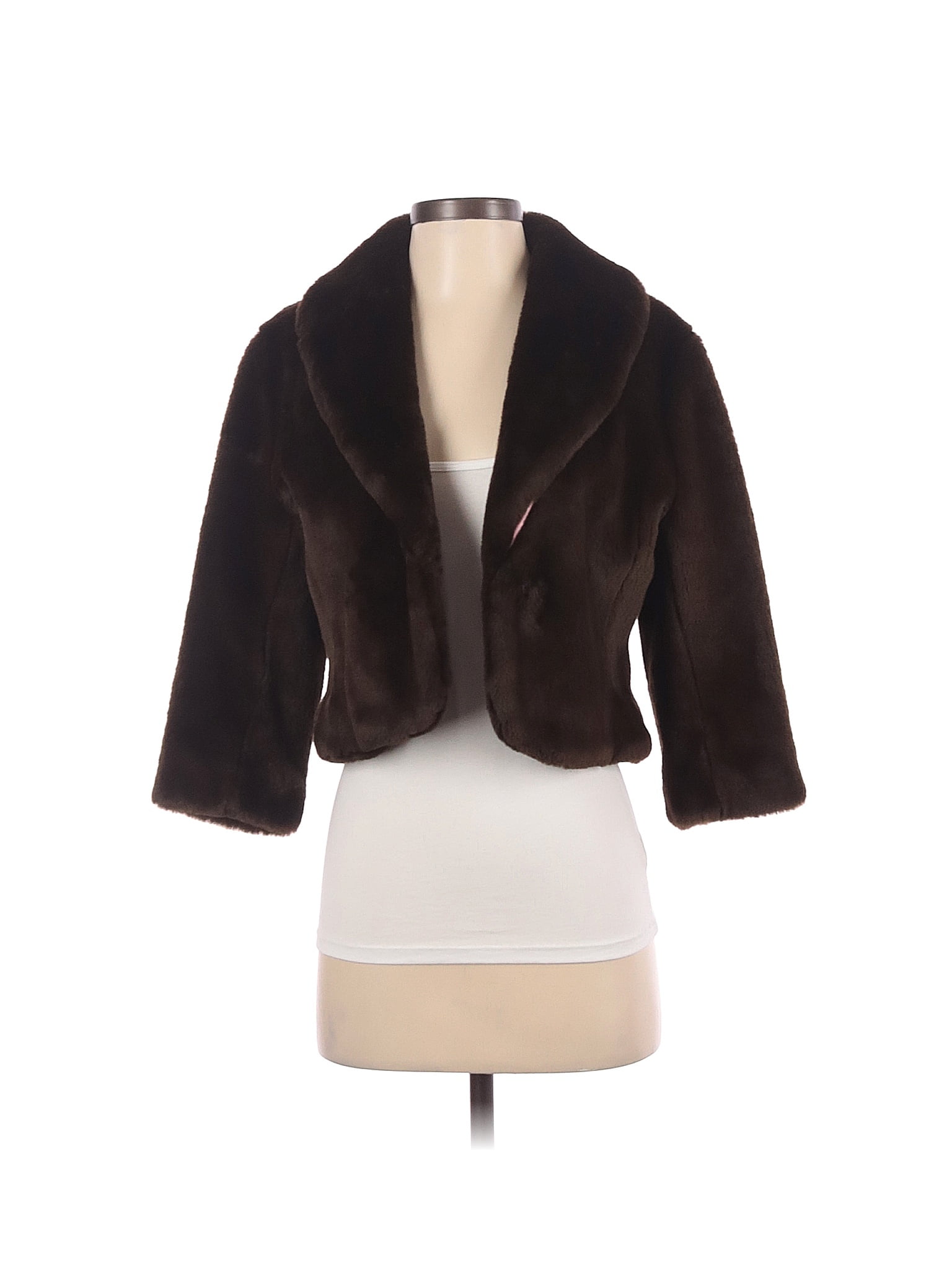 black rivet faux fur jacket