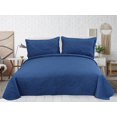 thumbnail image 4 of Marina Decoration Solid Embossed Pinsonic Coverlet Bedspread Bedding Ultra Soft Summer Quilt Set with Shams, Navy Blue Color, 4 of 6