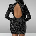 thumbnail image 4 of Njagoc3 Womens Long Sleeve Sequin Bodycon Mini Dress, Sheer Mesh, Formal Evening & Club Outfit, 4 of 6