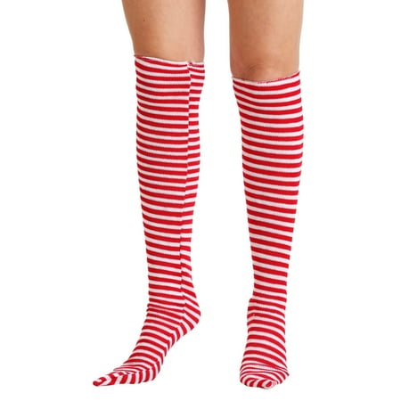 Red White Holiday Wheres Waldo Striped Costume Accessory Socks