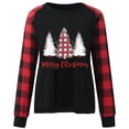 thumbnail image 6 of Tbopshirt Womens Hoodless Sweatshirts,Plus Size Essential Crewneck Sweatshirts Long Sleeve Plaid Christmas Print Splicing Round Neck Pullover T-Shirt Tops, 6 of 9