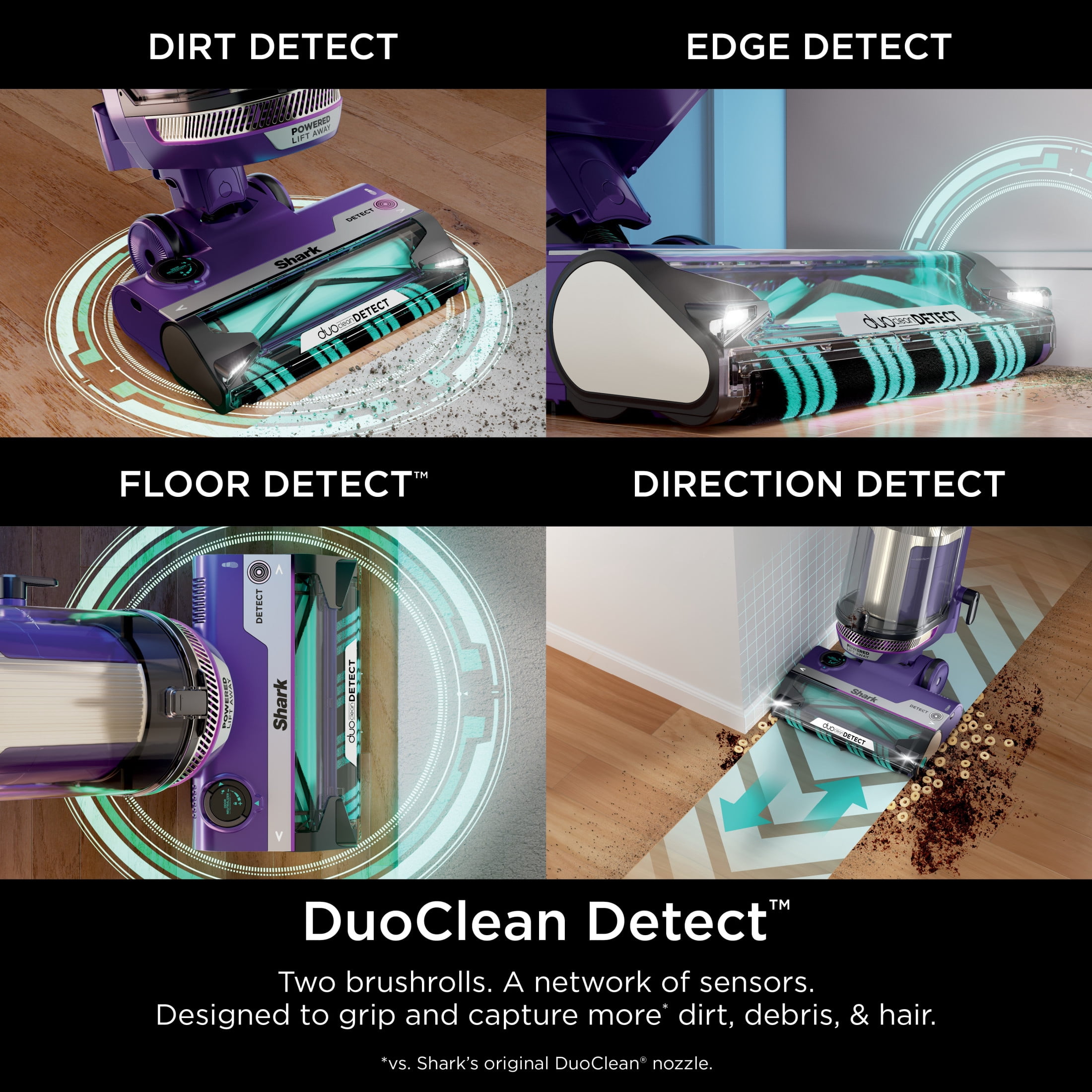 Shark PowerDetect Upright Vacuum, Pet Friendly, DuoClean Detect Technology, Self-Cleaning Brushroll, Purple AZ4002