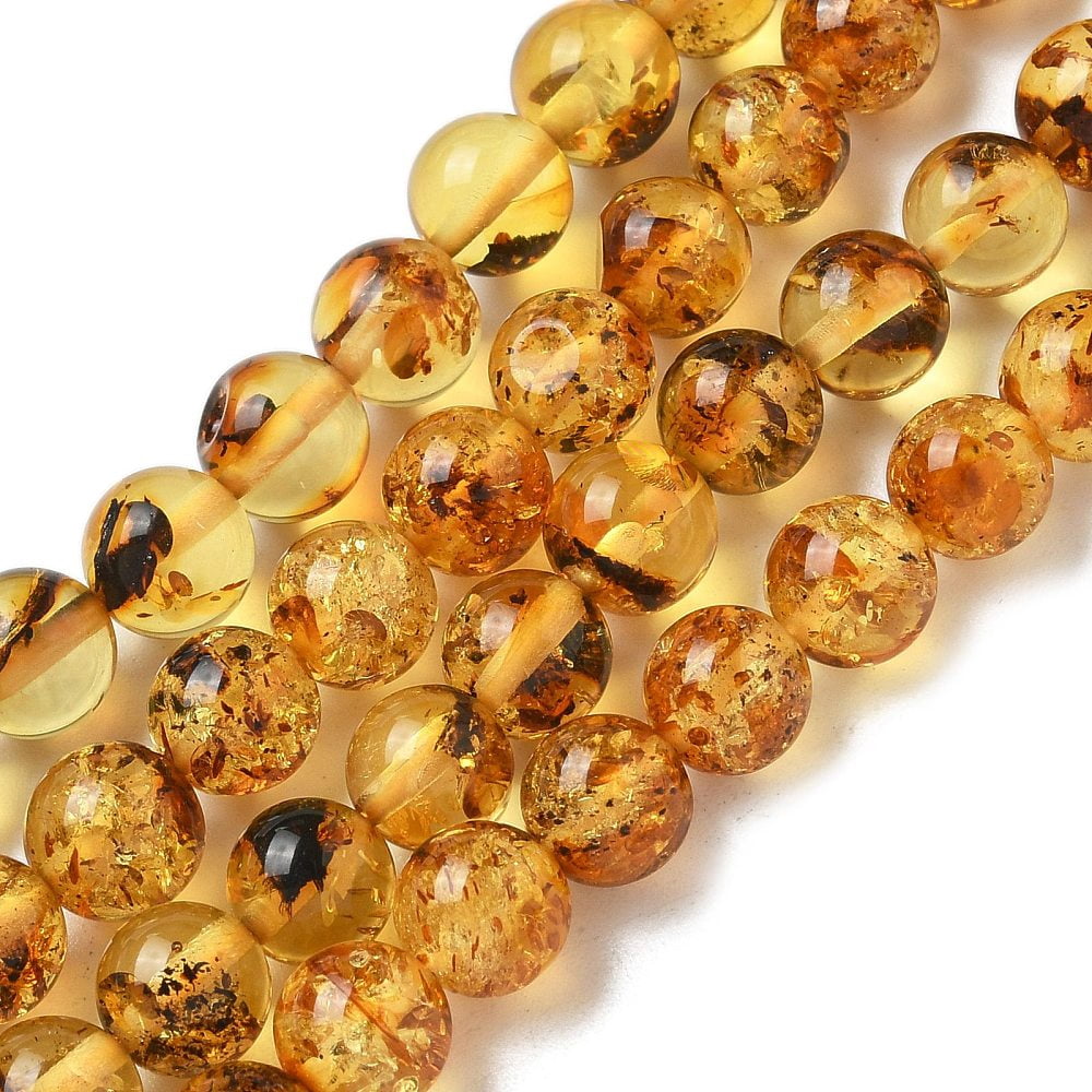 Natural Amber Beads Strands Round 6mm Hole: 1mm about 63pcs/strand 14.88''(37.8cm)