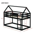 thumbnail image 5 of Bellemave Twin over Twin Rubber Wood Floor Bunk Bed House-shaped Bunk Bed Loft Bed with Roof Low Bunk Bed with Ladder and Guardrails for Teens (Black, Twin over Twin), 5 of 11