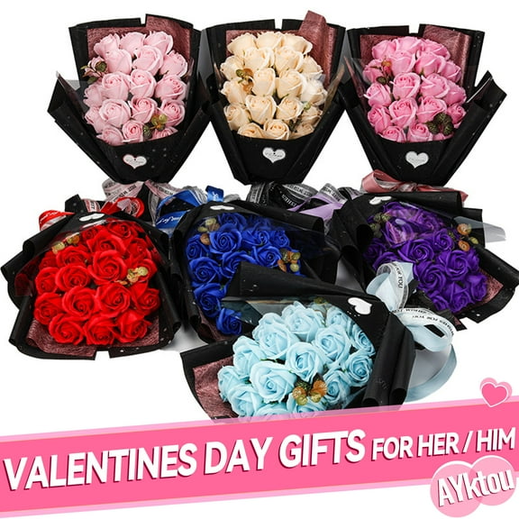 AYktou Roses Bouquet Artificial Flower - Preserved Red Rose Soap Flowers Gifts for Her - Unique Gifts Valentine's Day,Mother's Day,Birthday,Anniversary