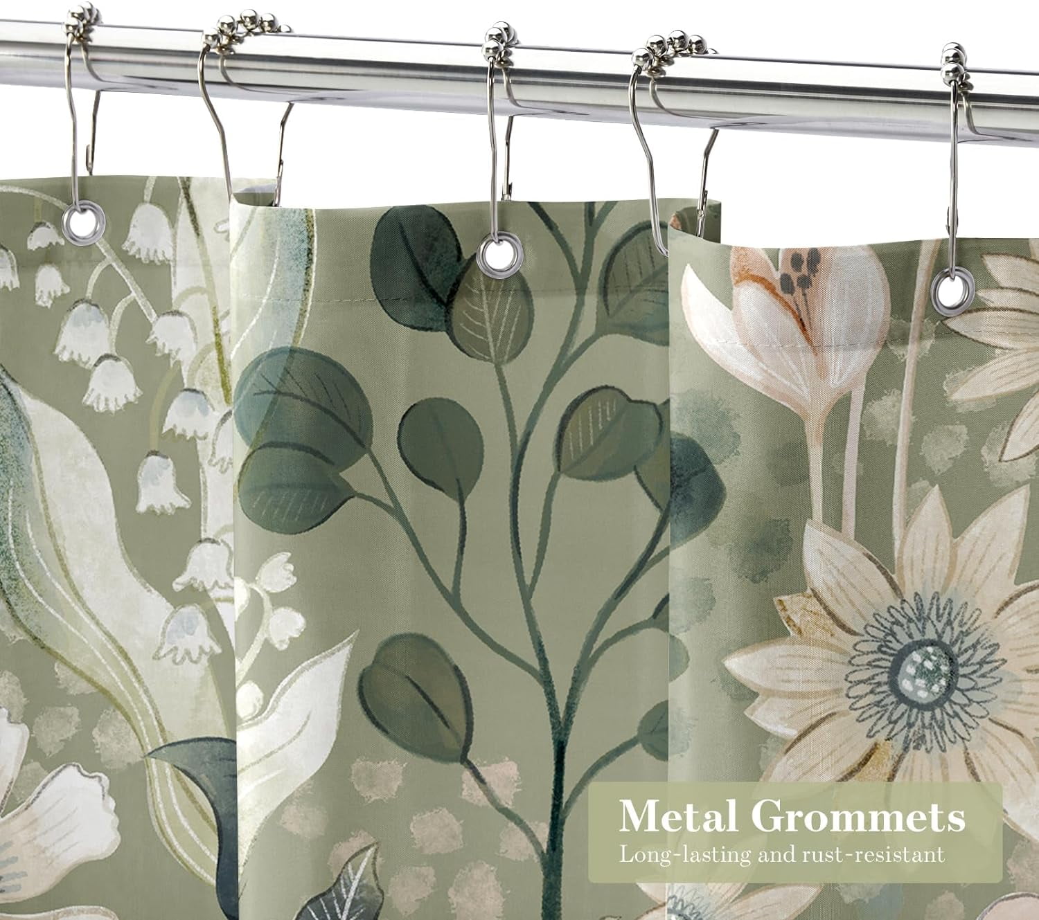 Extra Long Boho Floral Shower Curtain 72 x 84, Spring Leaves Shower Curtain, XL Chic Shower Curtains for Modern Bathroom Decor, Summer Colorful Flower Shower Curtain