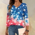 thumbnail image 5 of ASDFVBKG 250 Years American Flag Shirt for Women Short Sleeve V Neck Usa 1776-2026 Blouse American Flag Retro Graphic Patriotic Casual Tunic Pullover Tops Blue XXL, 5 of 5