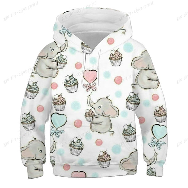 Primavera y otoño Niños Dibujos animados Kawaii3d Impreso Sudadera con capucha Niños Divertido Dumbo Sudadera Niños Niñas Jersey Niños Sudadera con capucha130 zhangmengya CONDUJO