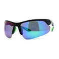 thumbnail image 2 of Mens Color Mirror Baseball Half Rim Wrap Plastic Sport Sunglasses Black Green Teal Mirror, 2 of 4