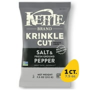 Kettle Brand Potato Chips, Krinkle Cut, Salt & Fresh Ground Pepper Kettle Chips, 7.5 Oz