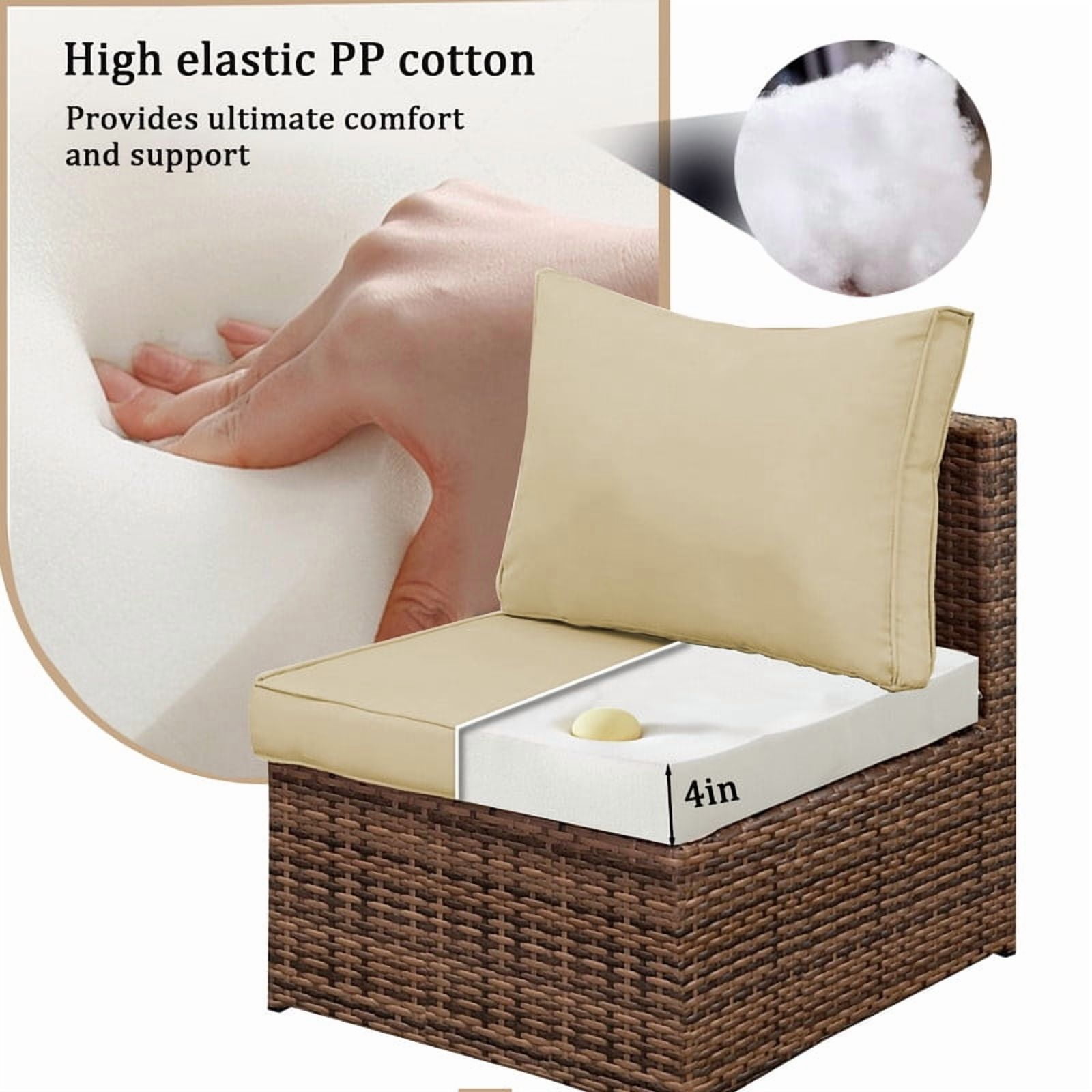 14 Pieces Outdoor Replacement Sectional Cushions Set, Waterproof patio furniture cushions For Outdoor Furniture, 4in thick outdoor couch cushions For 6 Seat（Beige）