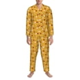 thumbnail image 3 of Honeii Bees And Ladybug Pattern Mens Pajamas Set,2pcs Men's Lounge Long Sleeve Sleep Shirt and Pajama Bottoms Sleepwear Set,Mens Pjs Sets-Large, 3 of 7