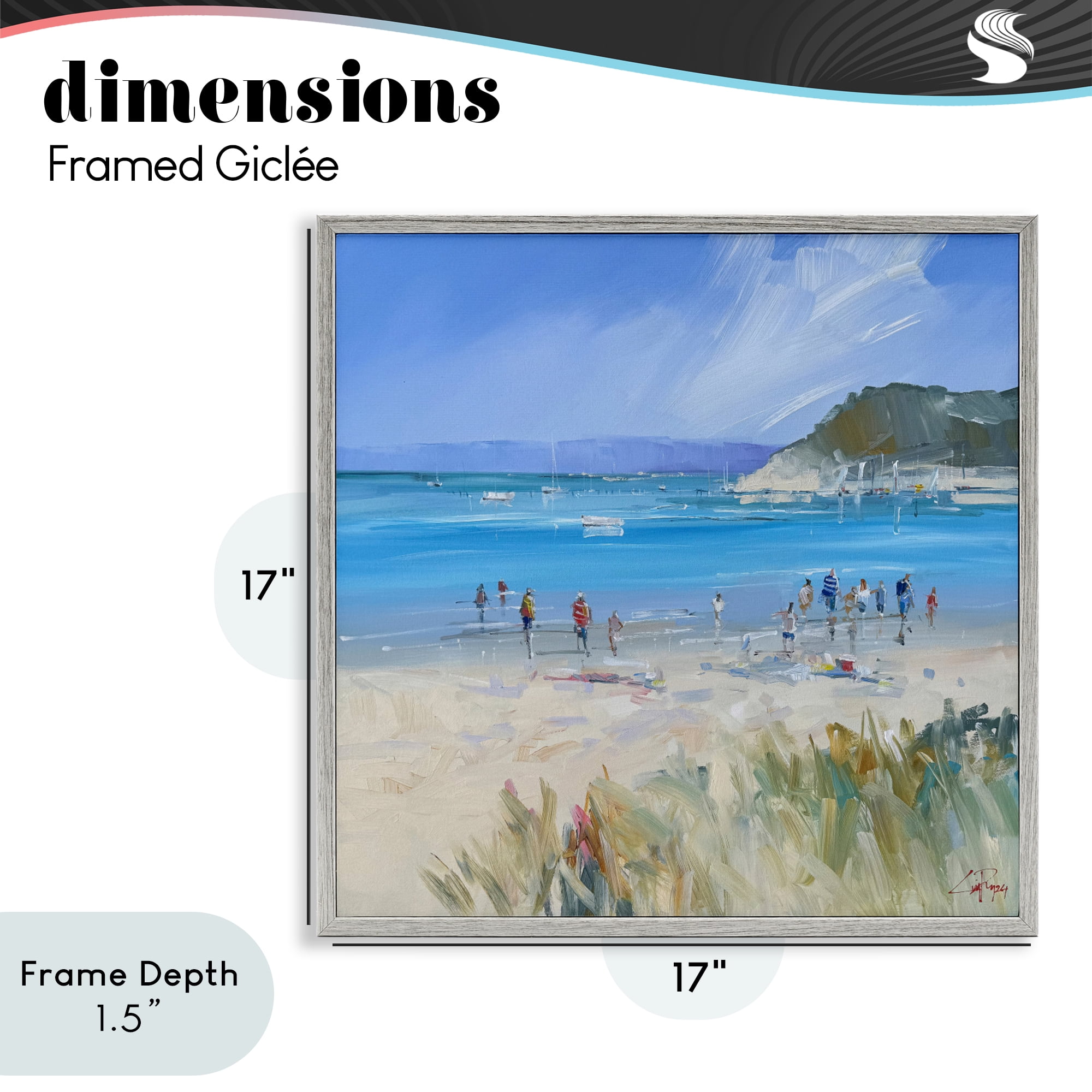 Stupell Industries Summer Sorrento Beachgoers Gray Framed Giclee Art, design by Craig Trewin Penny