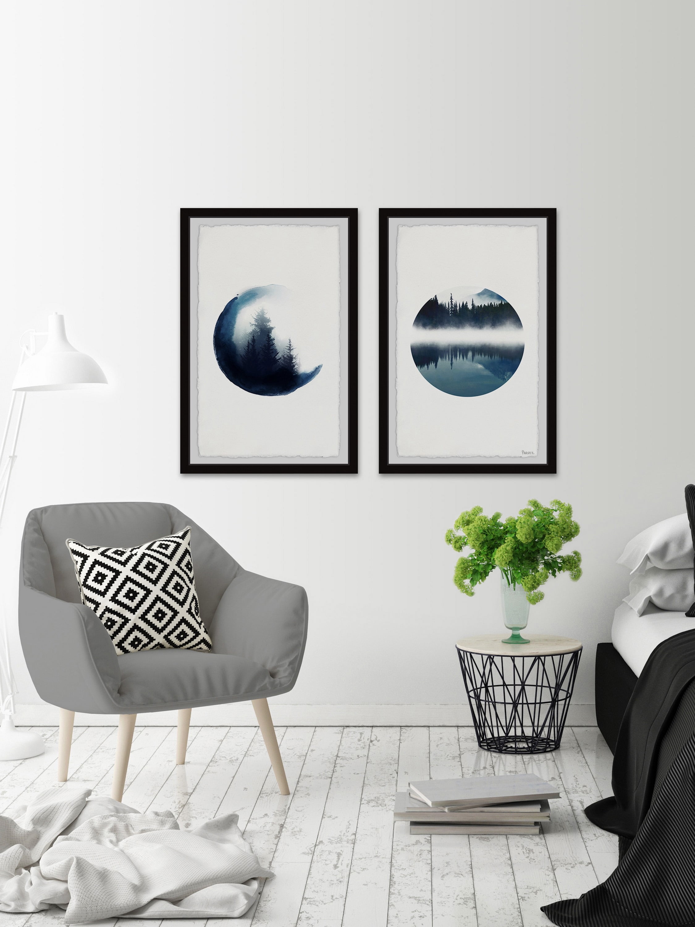 Forest Mountain Reflection Diptych