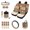 Geometric Cowhide Pattern, variant on POLERO Boho Frog Mandala Print Car Seat Protector Kit, with Car Front Back Seat Covers Car Steering Wheel Cover Car Cup Holder Coaster, Compatible with Auto