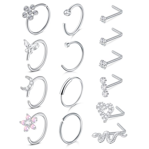 Briana Williams Nose Rings 18g Nose Rings Hoops Surgical Steel Silver