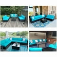 Kinbor 7pcs Outdoor Patio Furniture Corner Sofa Set, PE Rattan Wicker