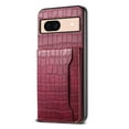 thumbnail image 3 of for Google Pixel 8 Crocodile Pattern Leather Phone Case, Classic Croc-printed Check Leather Magnetic Folio Flip ID Credit Card Holder Slot Back Cover Bag, Kickstand Support, 3 of 7