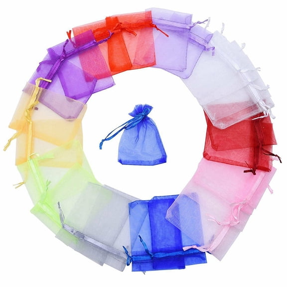 Eugen Yarn Bag, Gift Candy Storage Net Bag, Jewelry Organizing Pouch Set, Holiday Party Favor Bag, 100pcs Mixed Colors, 7x9cm